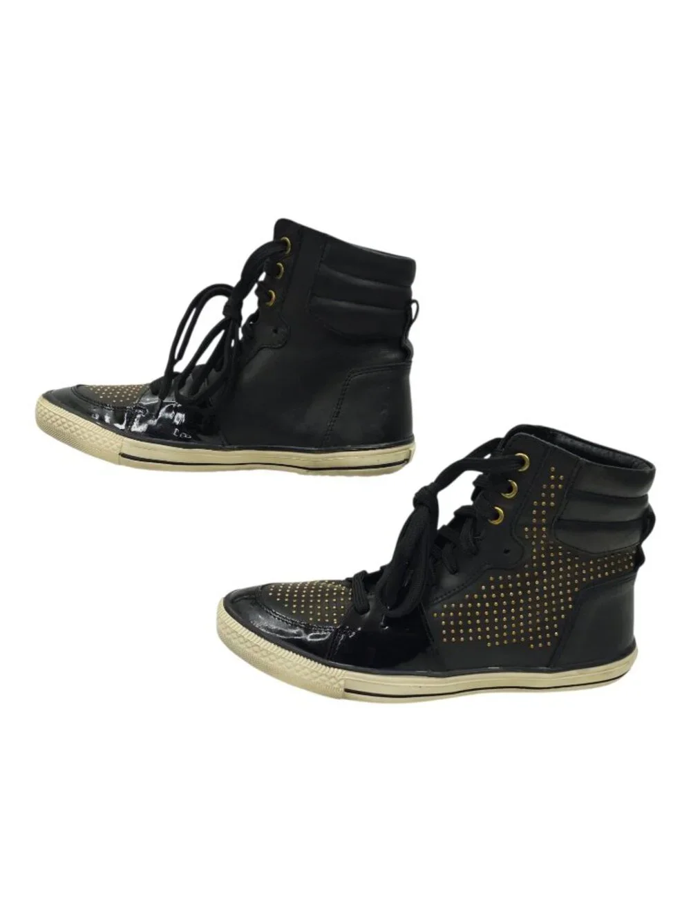 Steven by Steve Madden Dougiee High Top Sneaker 9 Studded Black Patent Punk Goth
